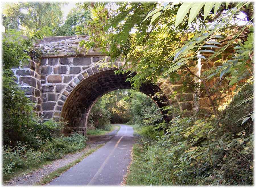 Photo of bicycle path and stone overpass near Leesburg, VA